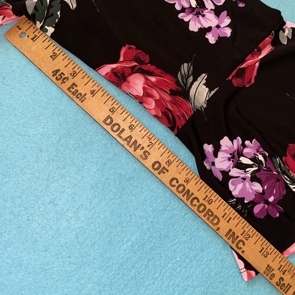 ROZ & ALI floral midi dress 3/4 bell sleeves stretchy scoop small flaw size 2X - Picture 11 of 13